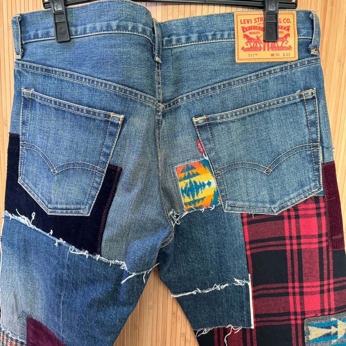 준야와타나베x펜들턴x리바이스 패치워크 데님 팬츠 상품이미지4