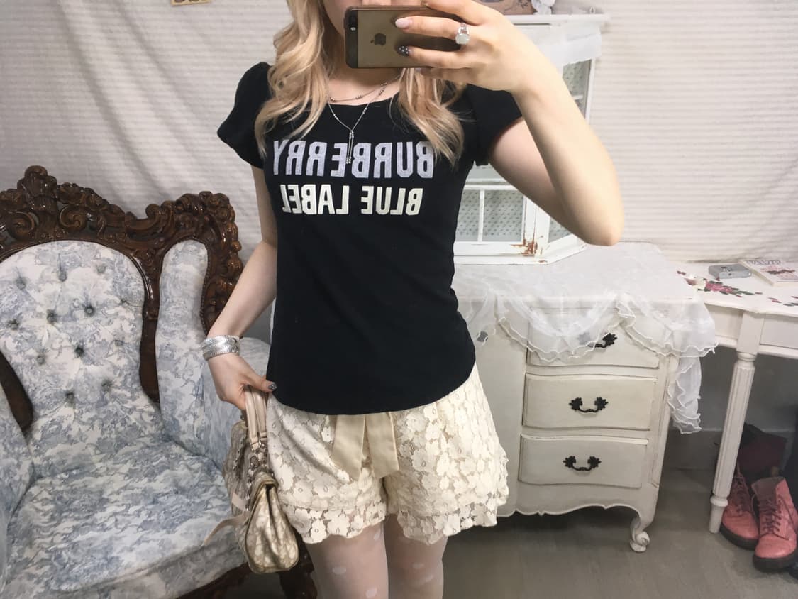 버버리 블루라벨 블랙 퍼프 반팔 상품이미지1