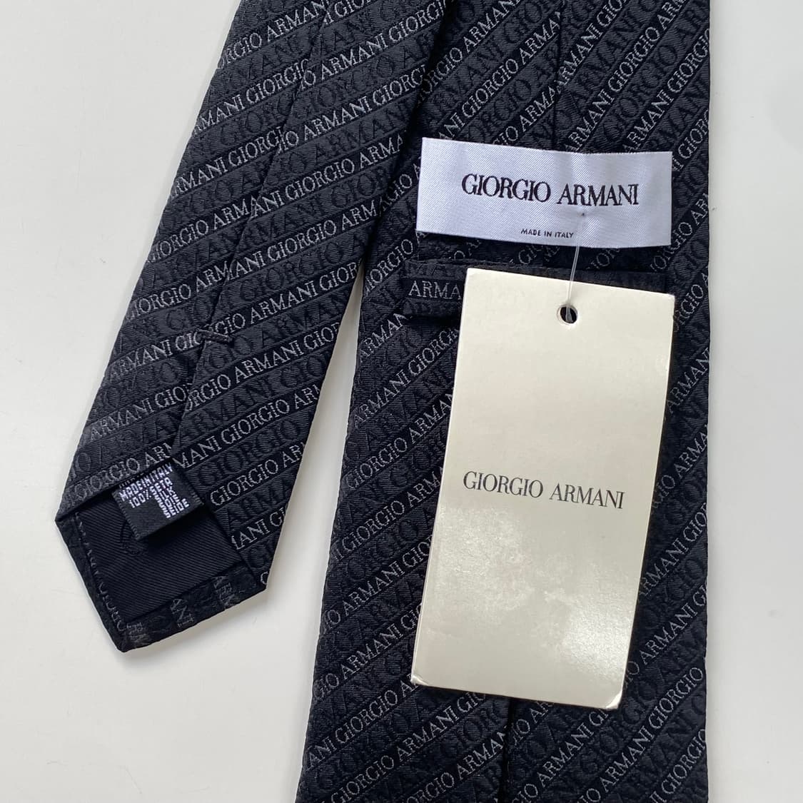 미사용품 택달린 조르지오 블랙 알마니 넥타이(ARMANI) 정품 명품 상품이미지5