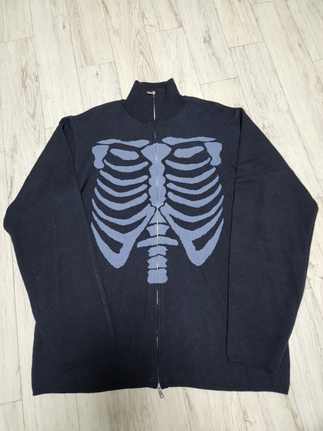 비슬로우 스켈레톤 하이넥 니트 집업 블랙 XL 상품이미지1