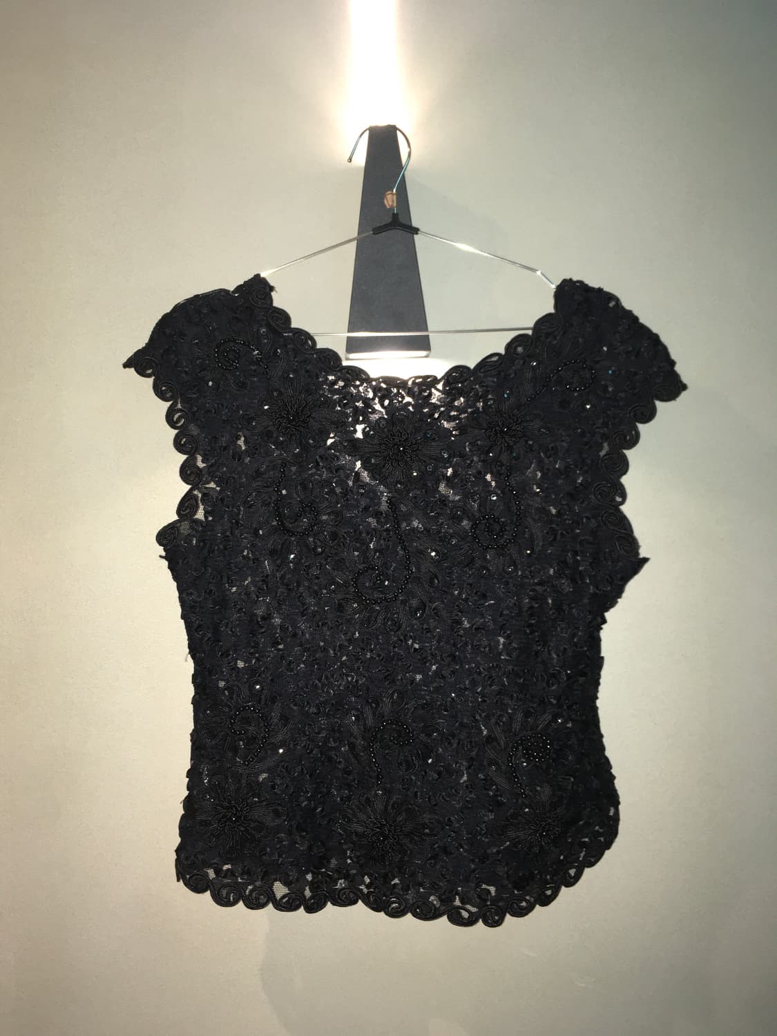 Jpn vintage Black lace beads blouse 상품이미지6
