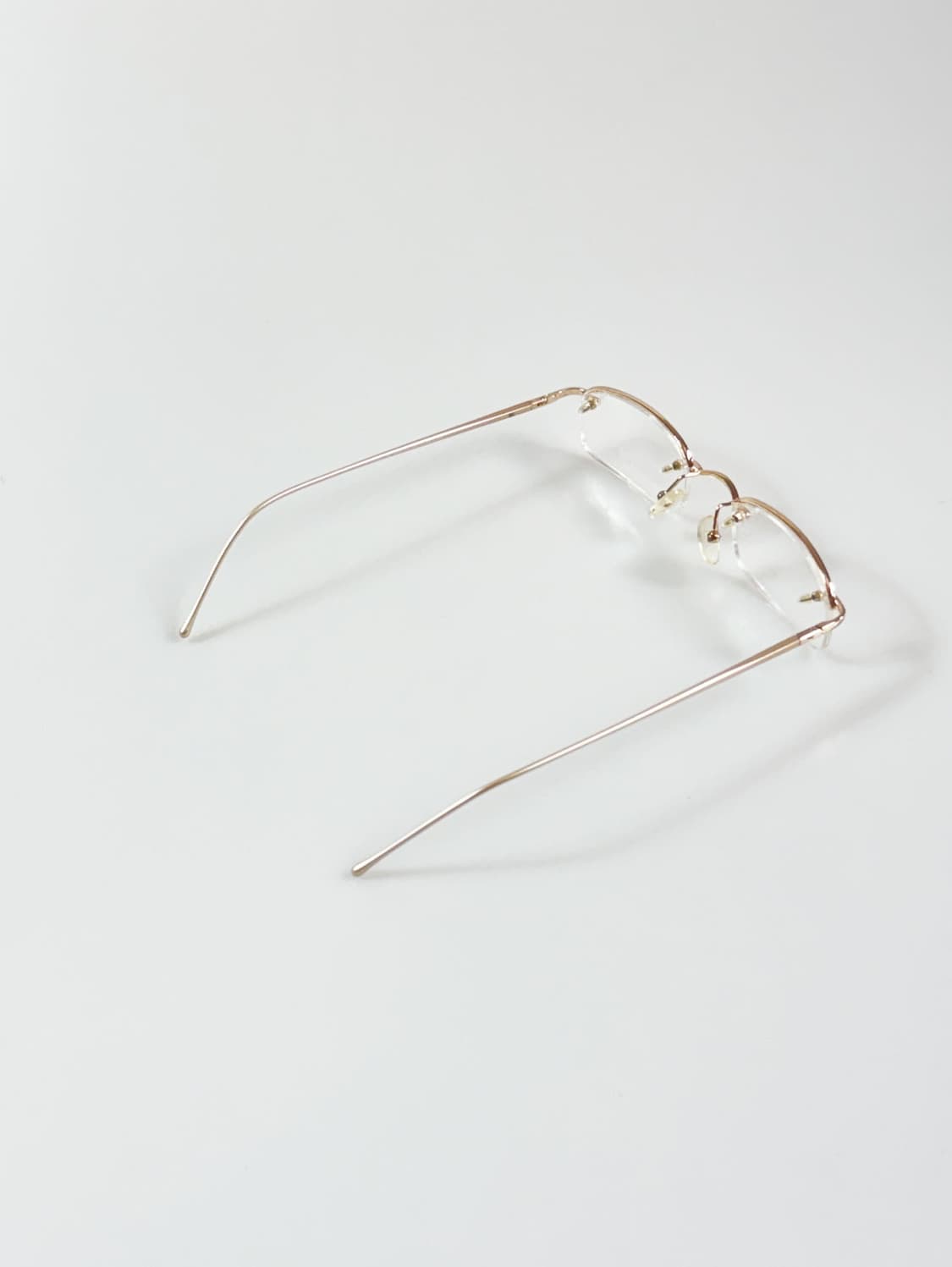 90s TITANIUM OPTICAL 골드 반무테 스퀘어 빈티지 안경 상품이미지4