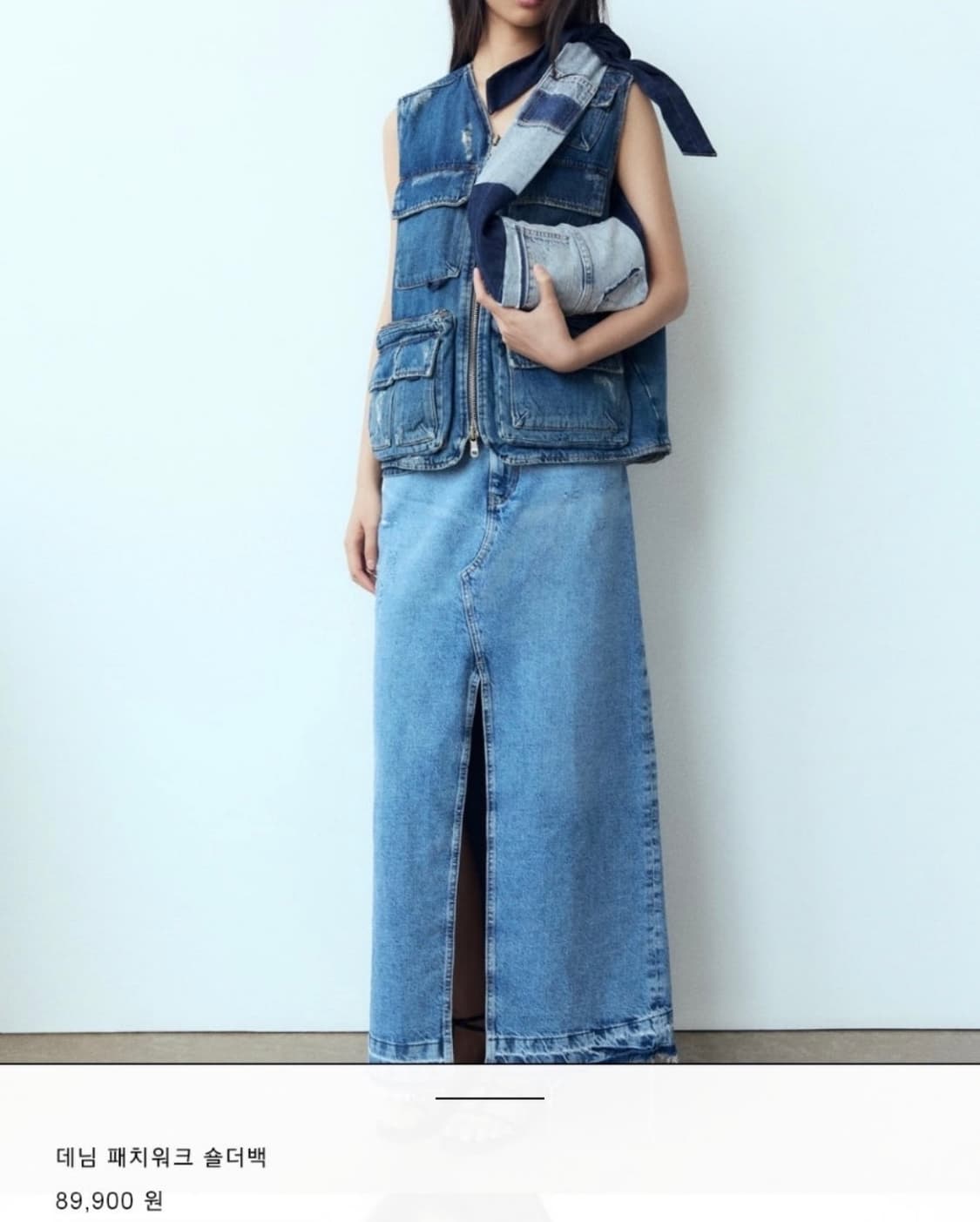 자라 데님 패치워크 숄더백 상품이미지2