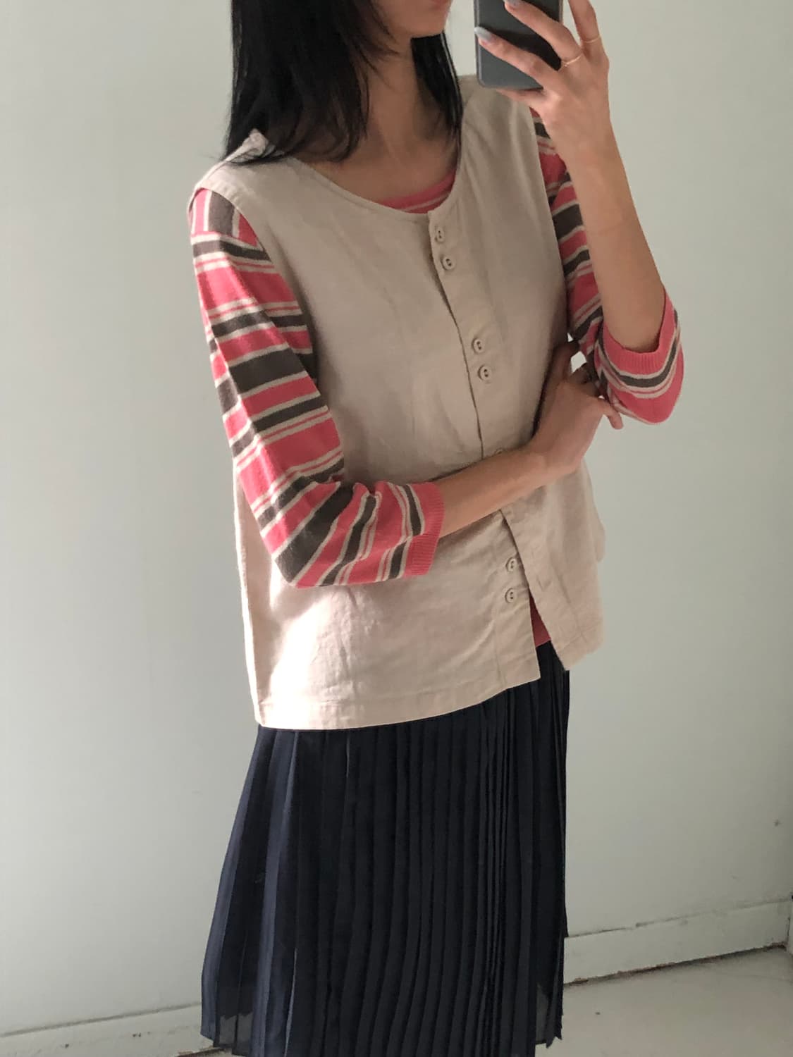 일본빈티지 코튼 베스트 슬리브리스 상품이미지2