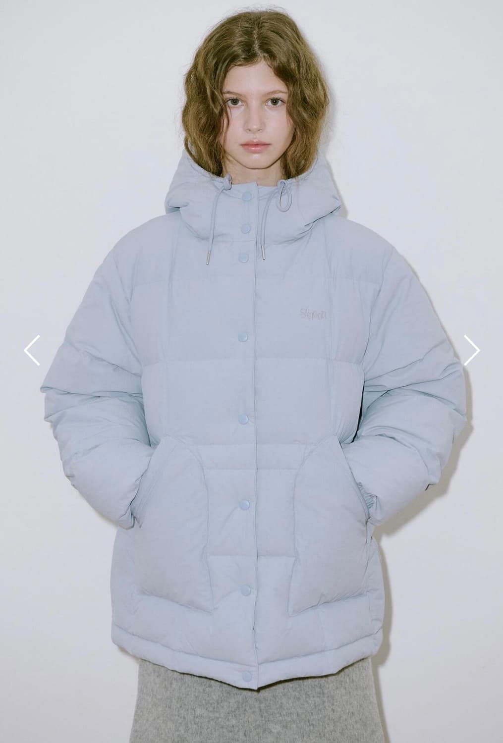 (택포) 류진착용 시눈 후디 푸퍼 자켓 그레이시블루 상품이미지1