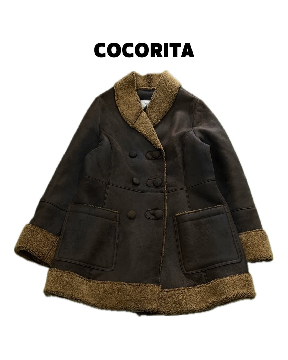 Cocorita 키즈 빈티지 양가죽 무스탕 코트 상품이미지1