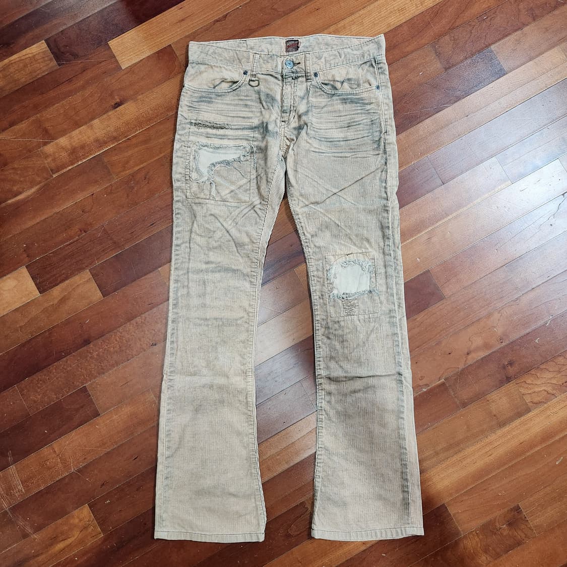 잭로즈 아메카지 웨스턴 골덴 세미 부츠컷 데미지 팬츠 상품이미지1