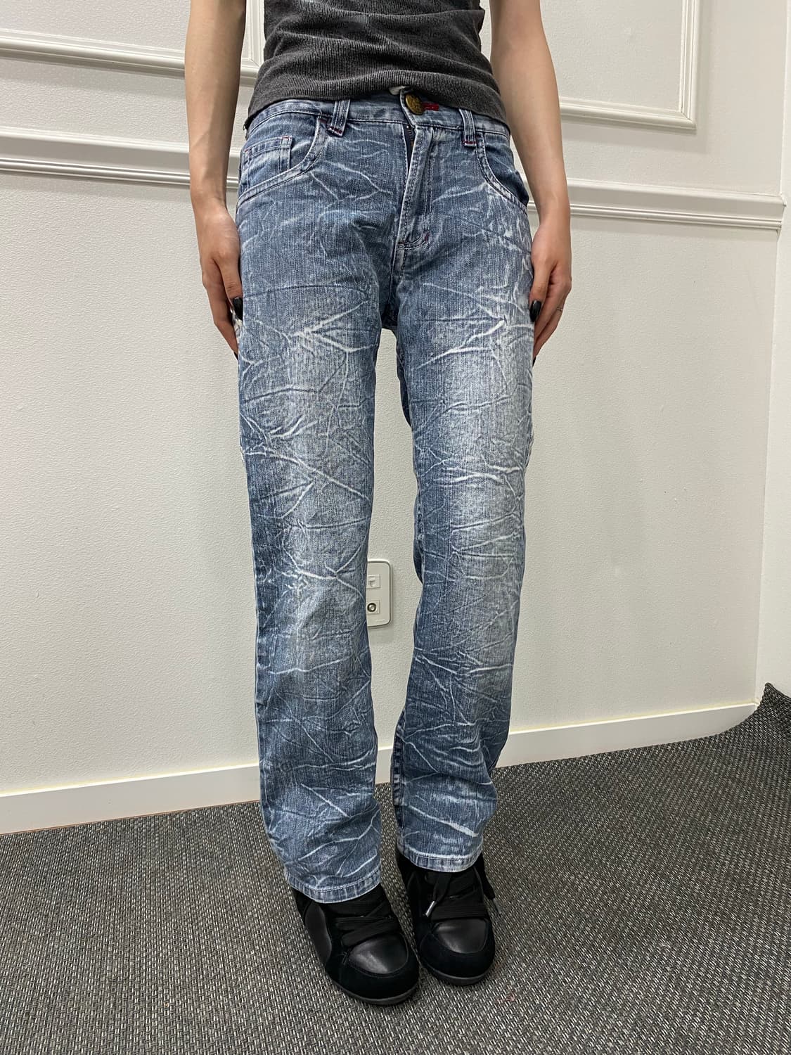 Y2K Back Wings Print Crack Pants 상품이미지4