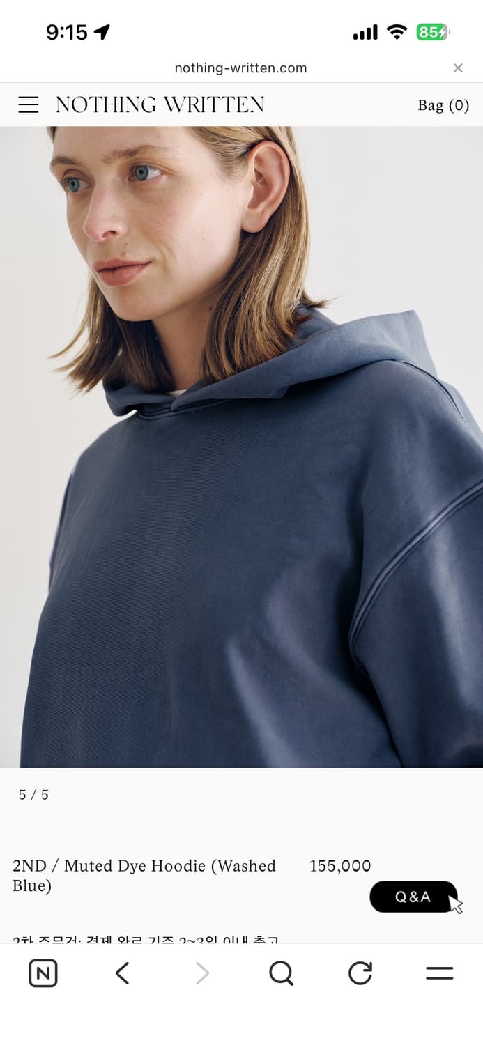 낫띵리튼 Muted Dye Hoodie (Washed Blue) 상품이미지3