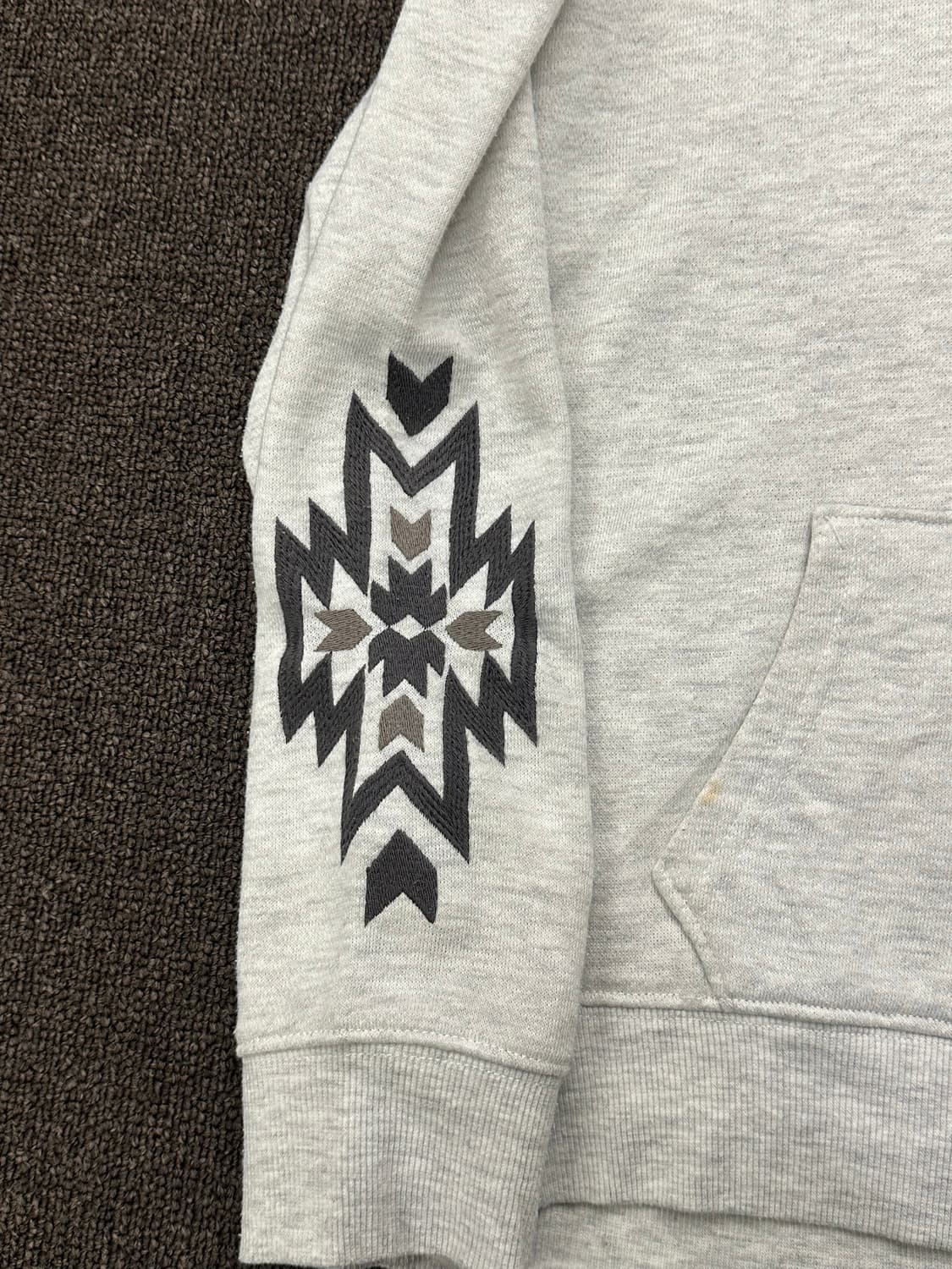 L)Japanese vintage 자수 디테일 헤더 그레이 후드집업 상품이미지3