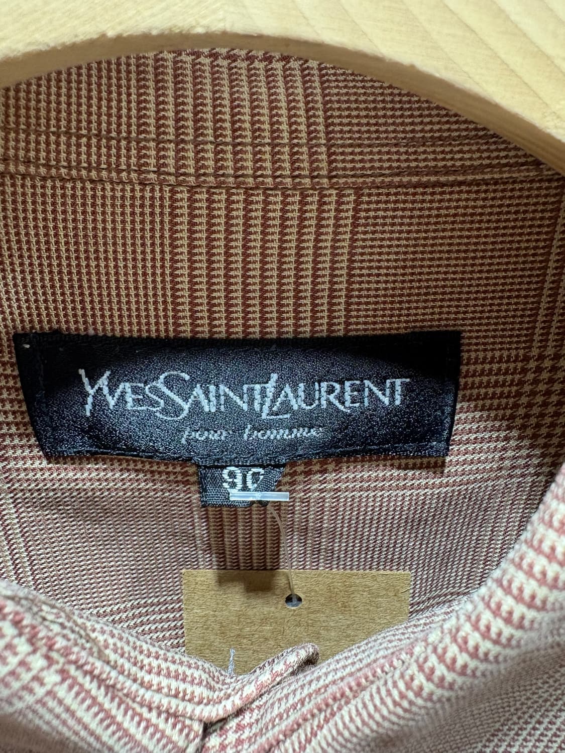 S YSL 입생로랑 오렌지레드 원포켓 체크셔츠 상품이미지5