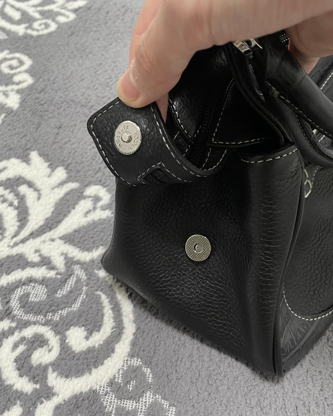 None Black Python Trim Handbag 상품이미지5