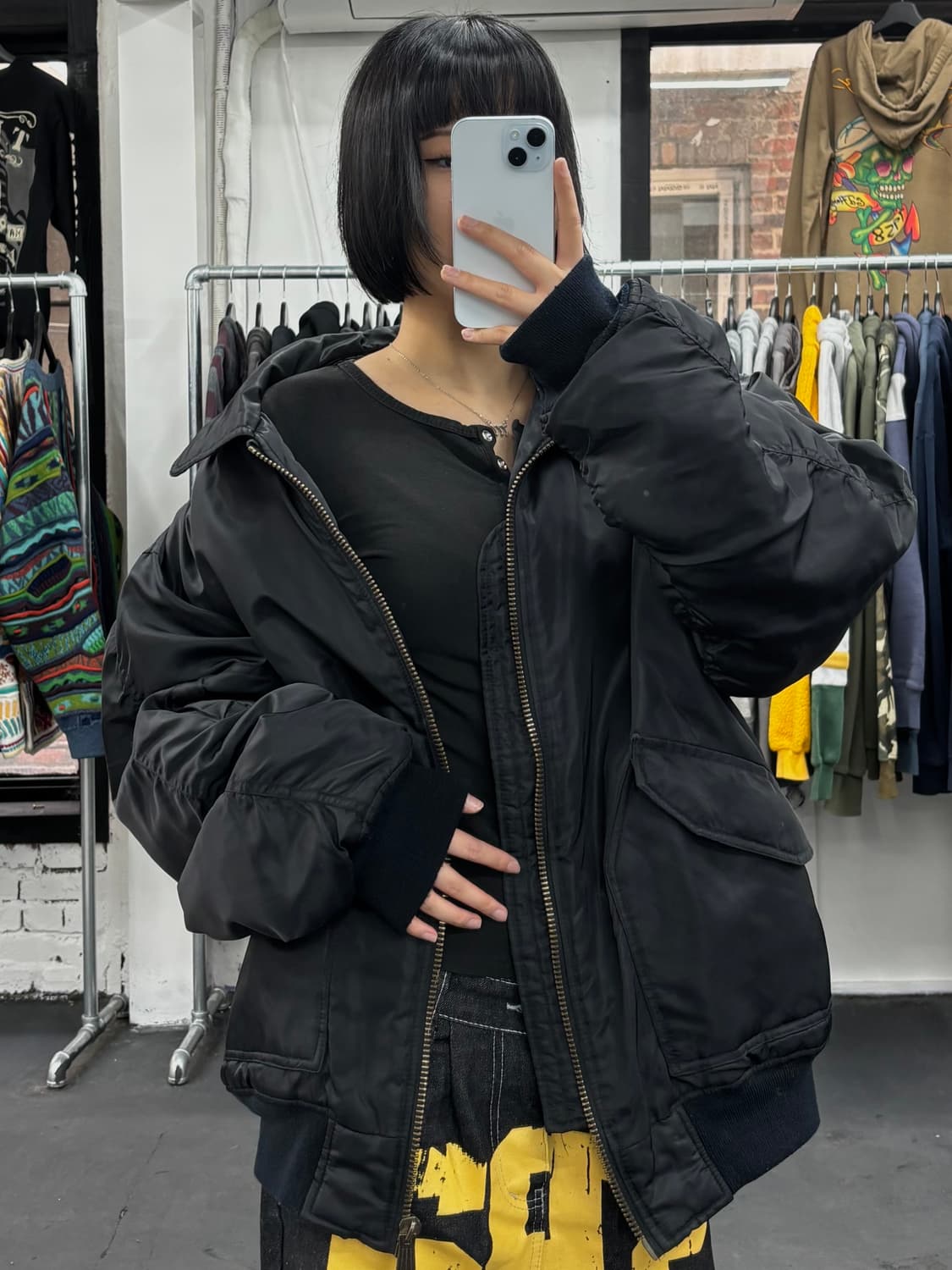 VTG 오버핏 블랙 봄버자켓 상품이미지1