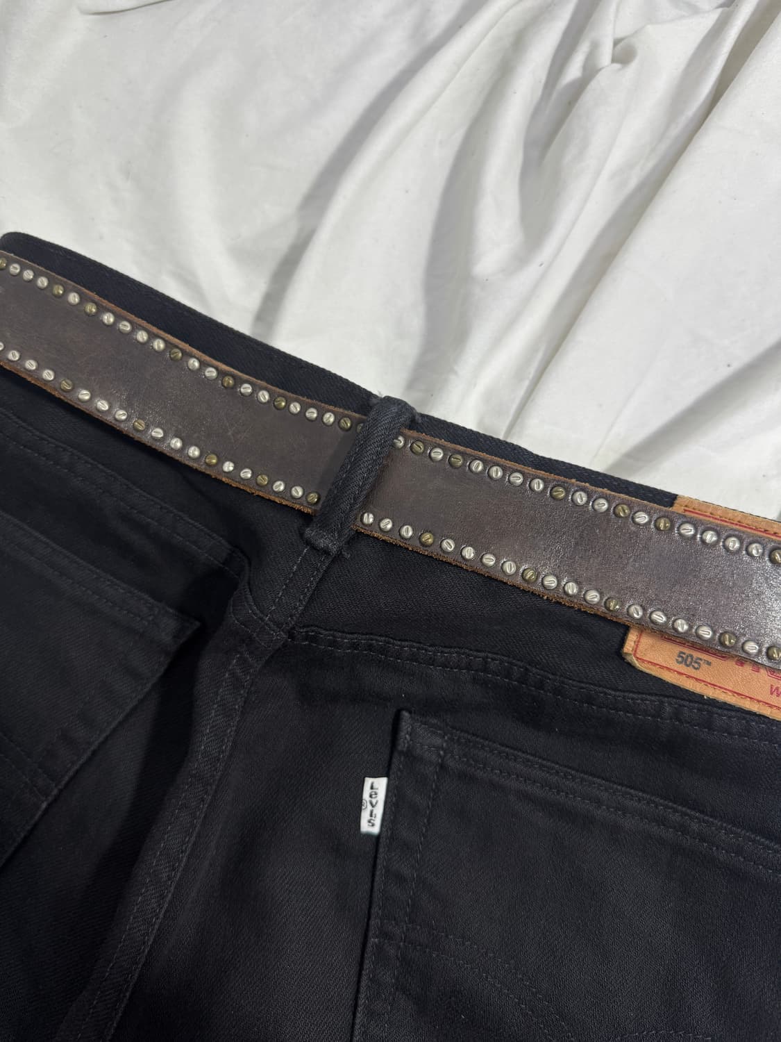 빈티지 스터드 레더 벨트 상품이미지3