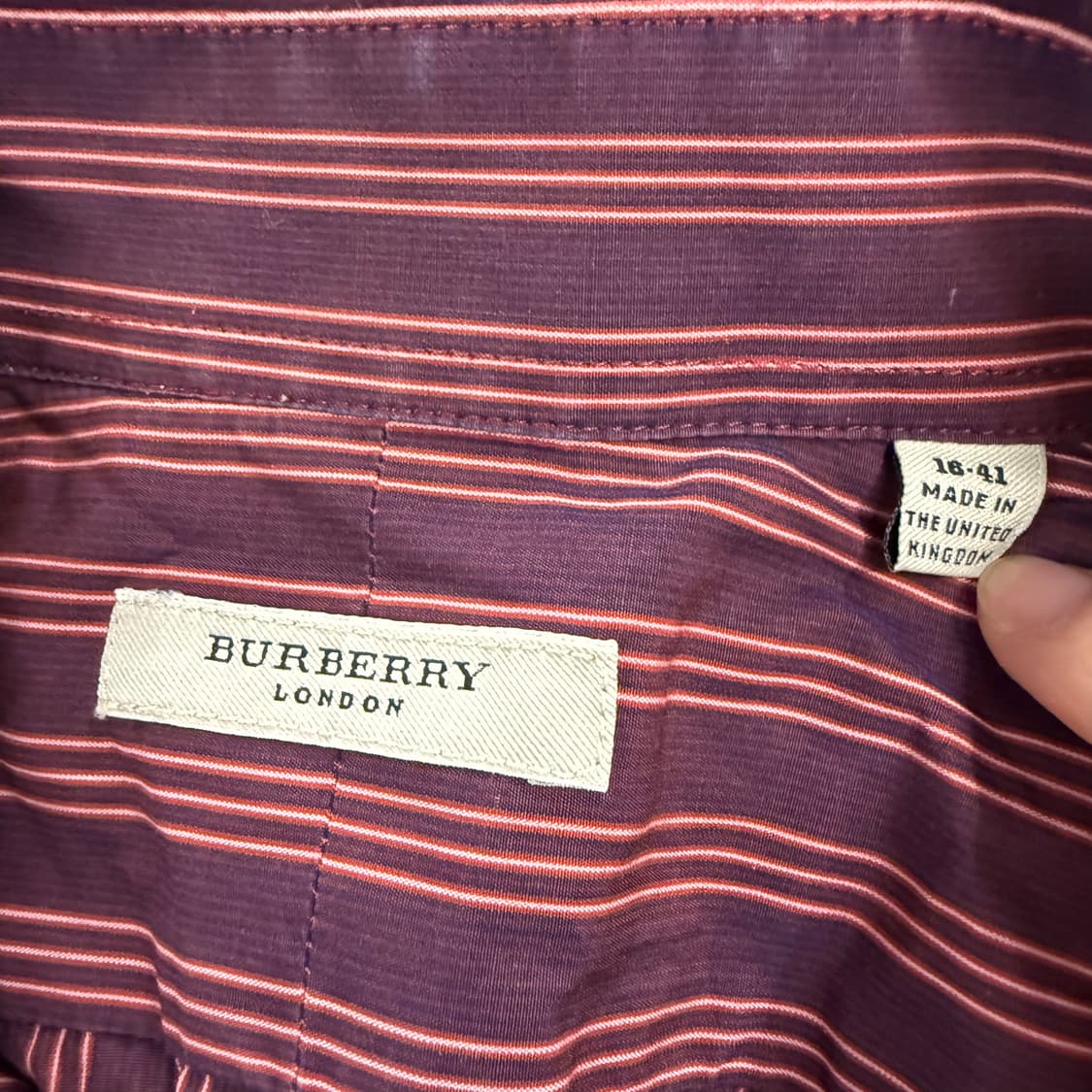 [정품/16-41] 버버리 버건디 스트라이프 셔츠 b10 상품이미지5