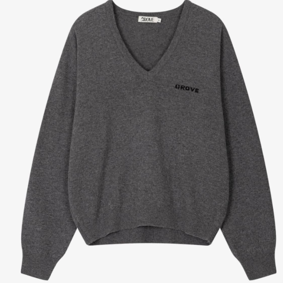그로브스토어 그로브 브이넥 니트 차콜 상품이미지1