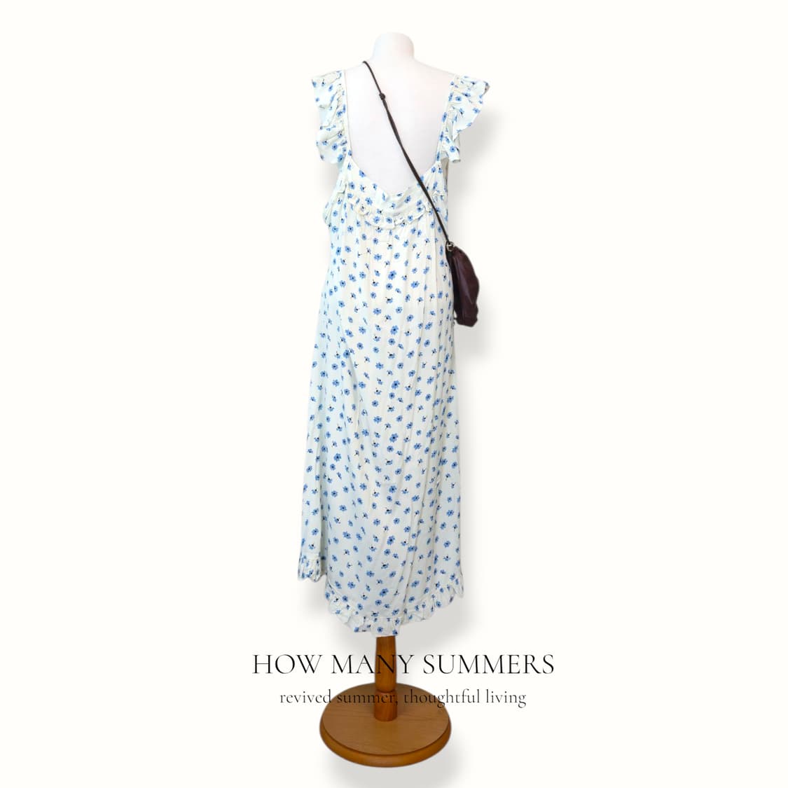 잔꽃 나시 롱 원피스 아이보리 블루 플라워 프릴 상품이미지3