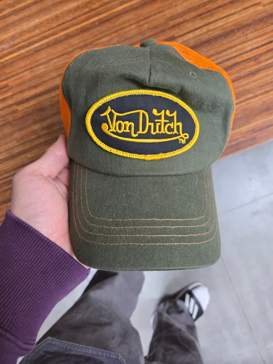 본더치 빈티지 카키오렌지 메쉬 트러커 모자 프리  상품이미지1