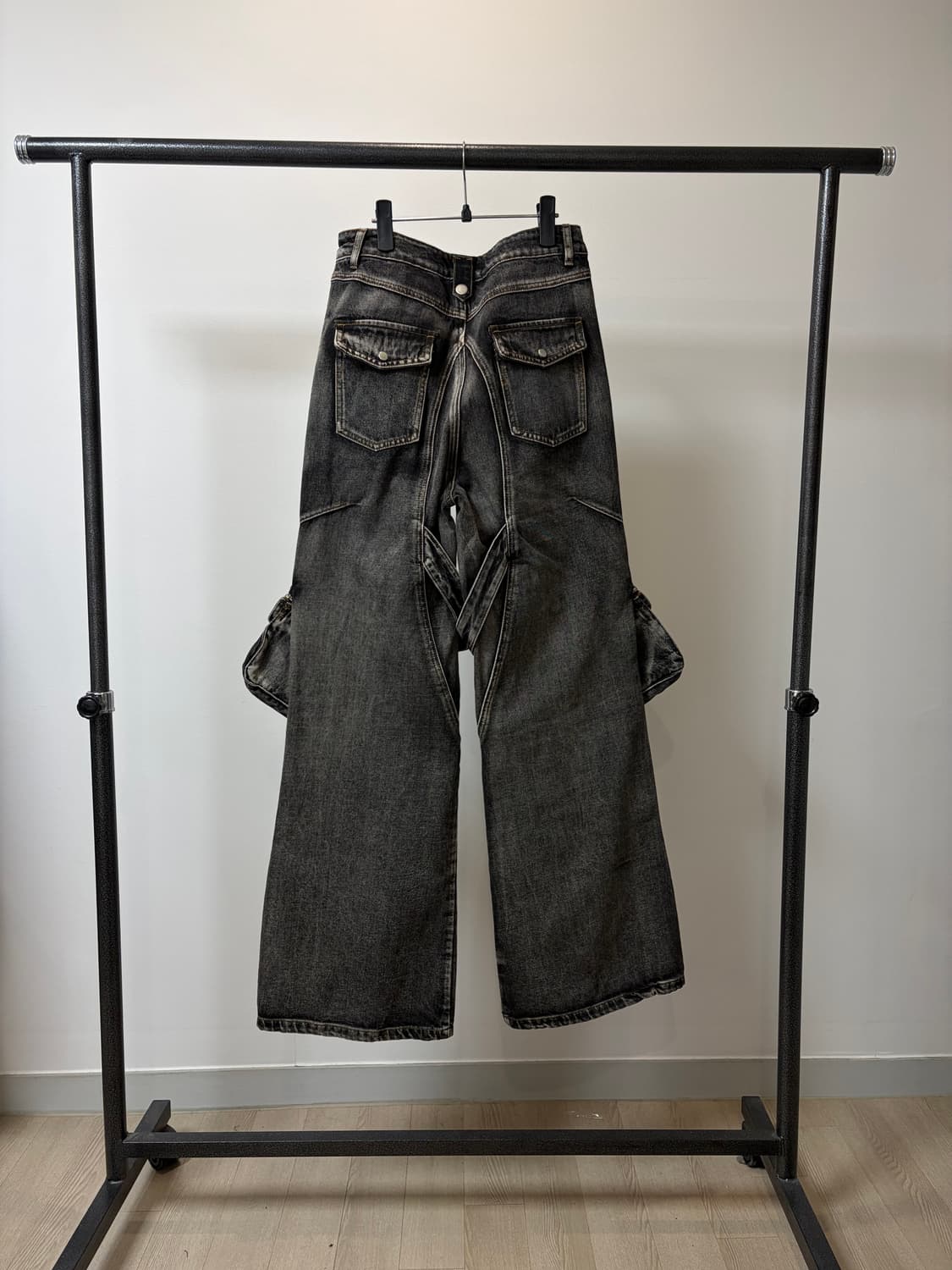 (L) Peoplestyle 빈티지 흑청 카고 워싱 데님팬츠 상품이미지4