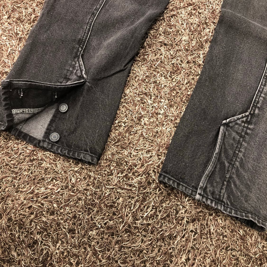 새상품 메종미네드 사이드 레이어드 흑청 워싱 데님 팬츠  상품이미지7