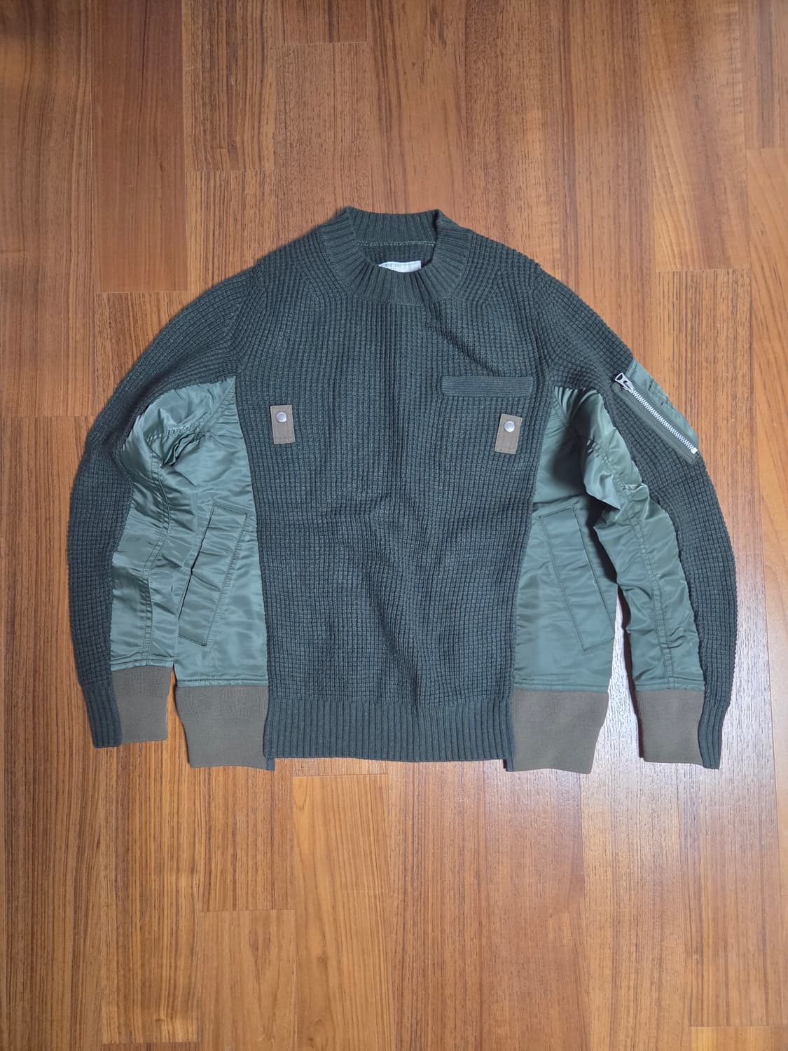 사카이 카키색 MA-1 믹스 니트 상품이미지1