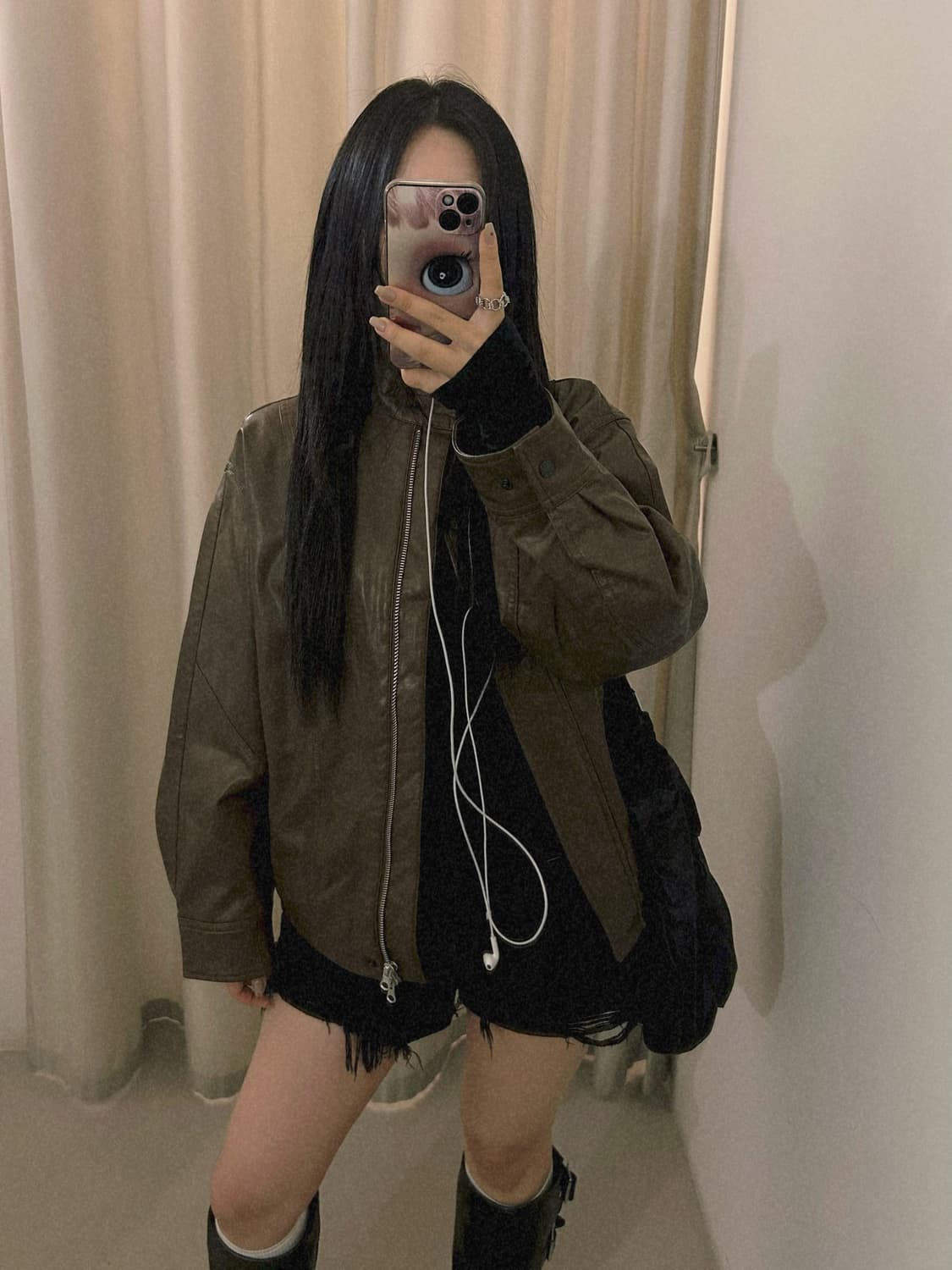 에잇세컨즈 브라운가죽자켓 상품이미지1