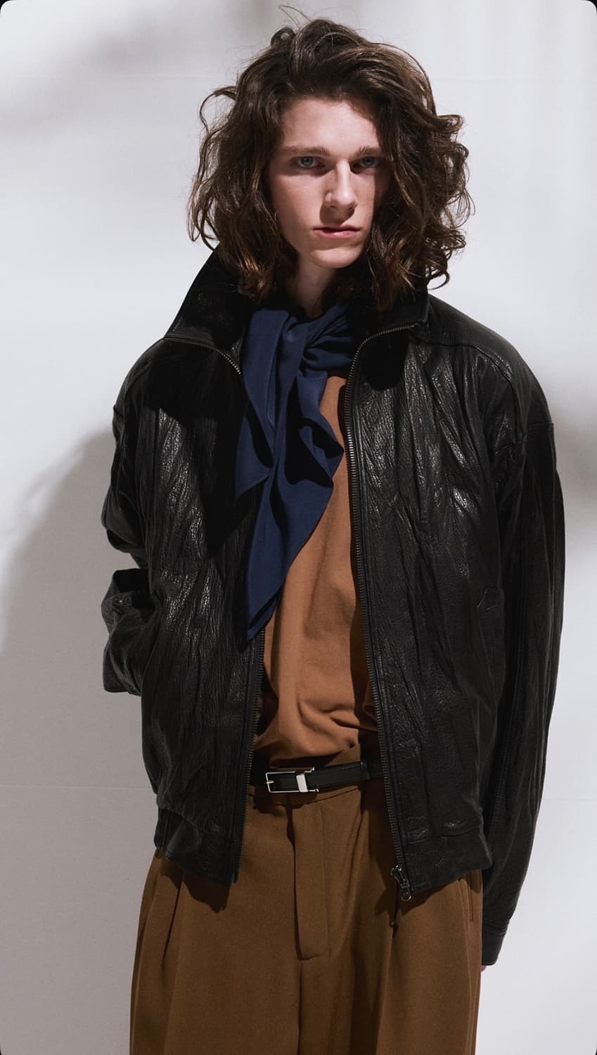 렉토 26SS 절개 자수 오버핏 코튼 반팔 티셔츠 토바코 상품이미지5