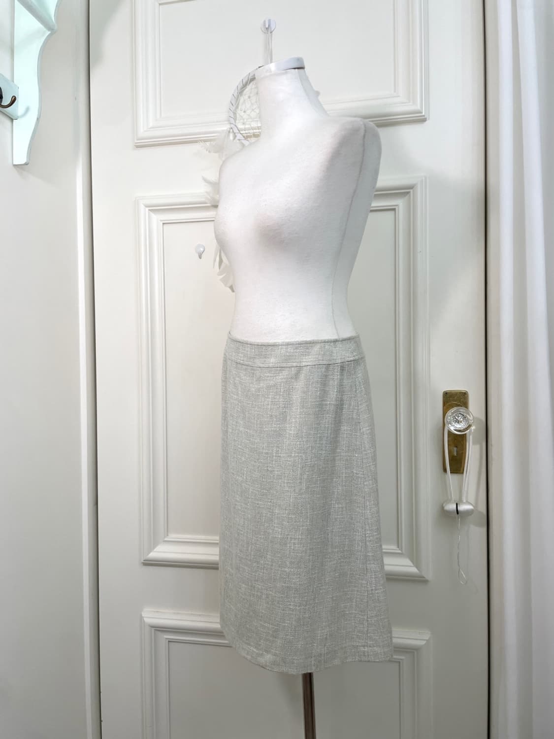 mint green tweed basic midi skirt 상품이미지2