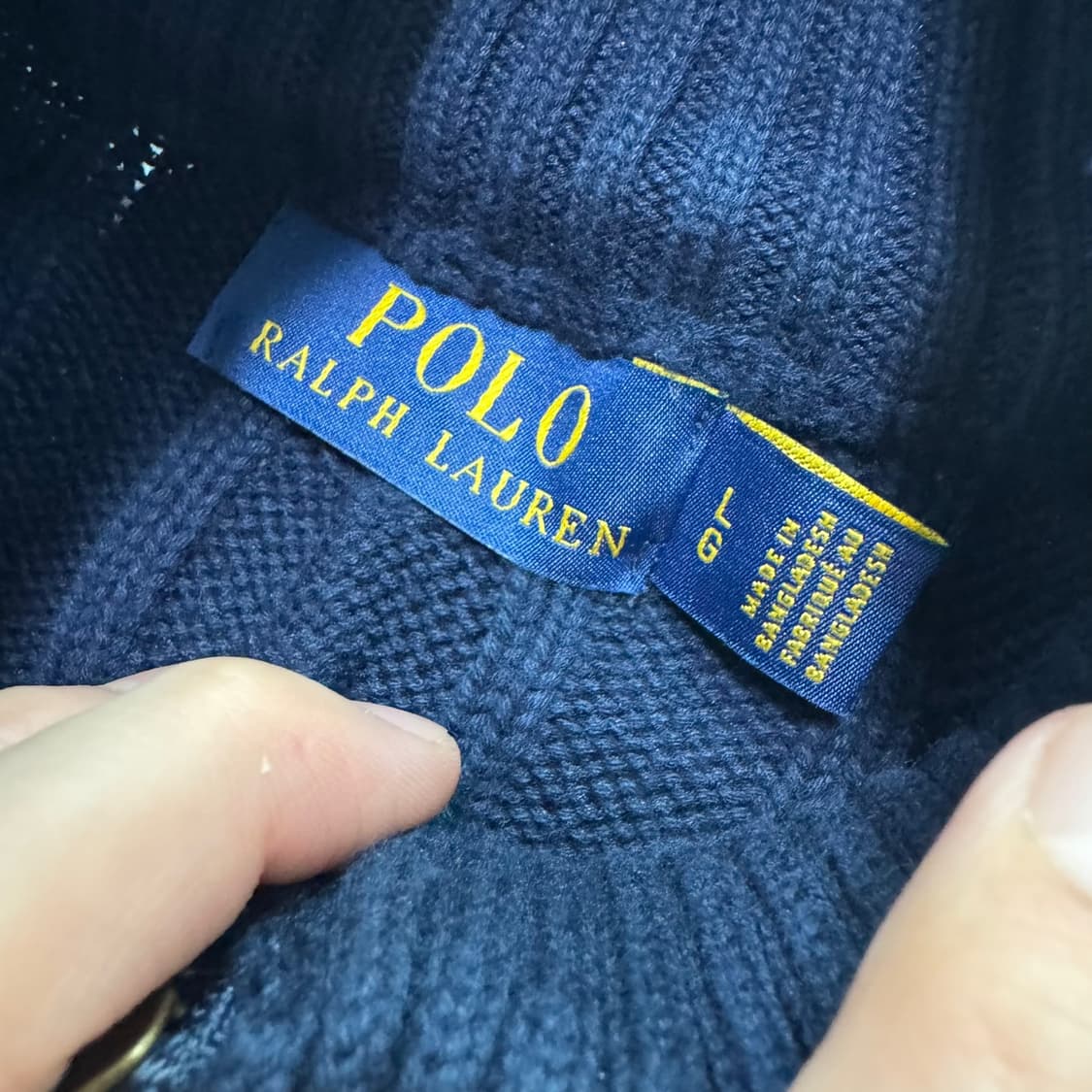 신형 폴로 랄프로렌 네이비 꽈배기 반집업 면니트 상품이미지3