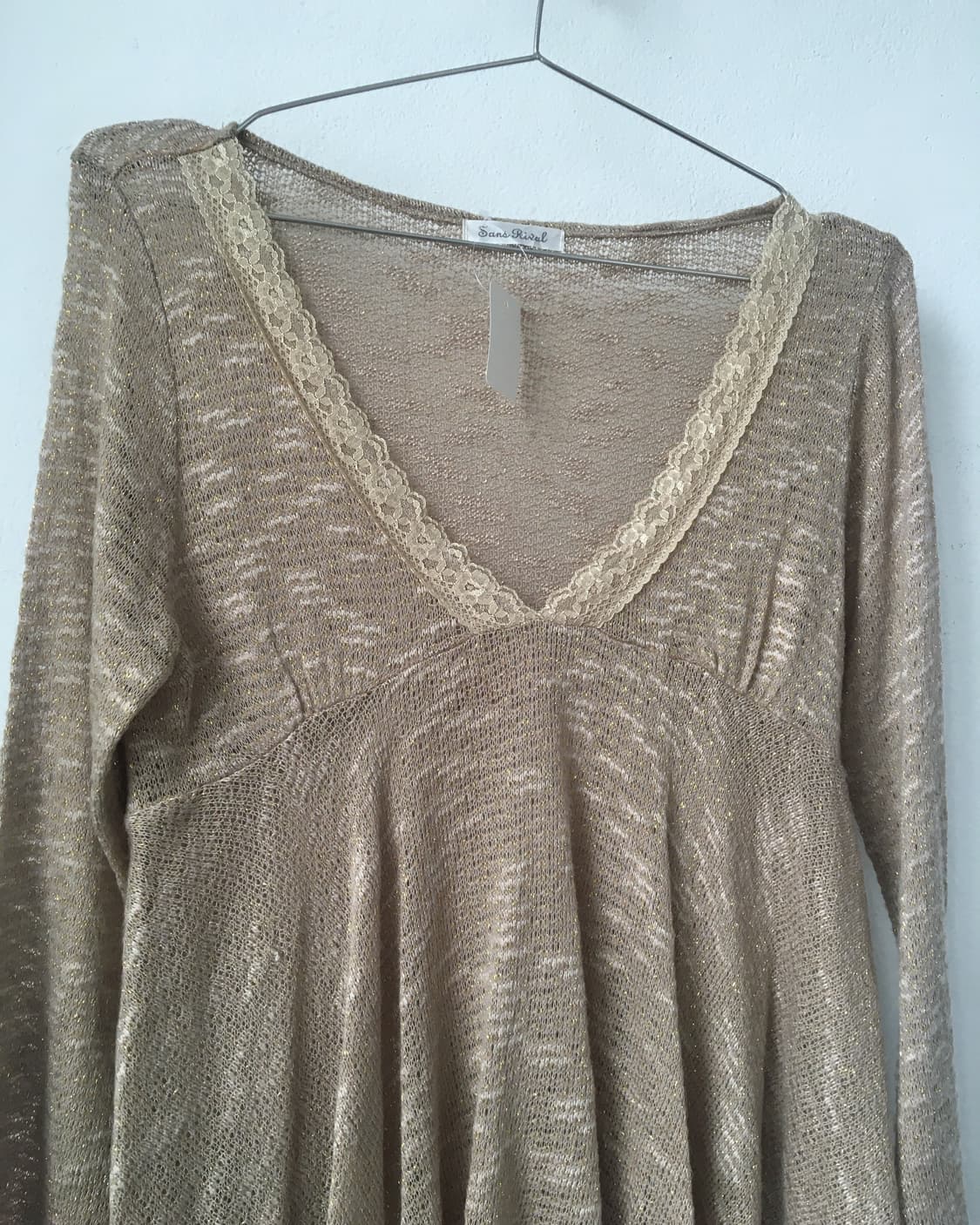 Lace trimming unbalanced knit 상품이미지5