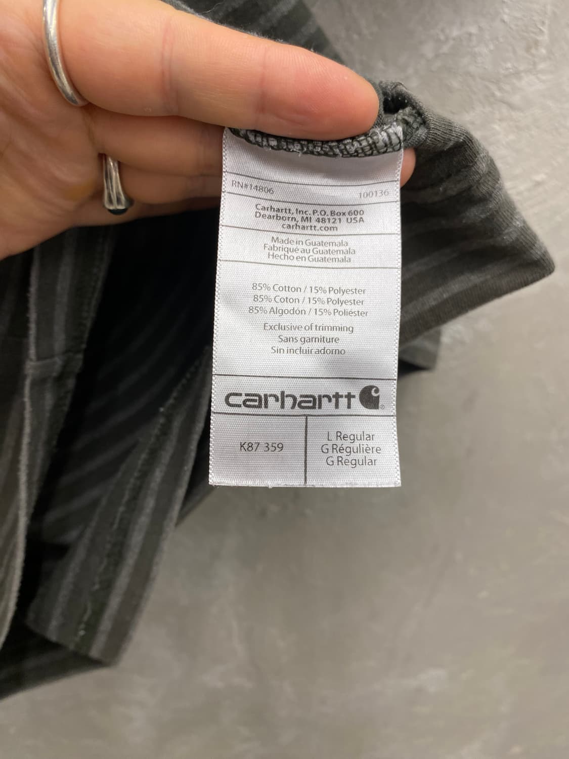 [L] Carhartt 칼하트 카키 스트라이프 반팔 티셔츠 상품이미지6