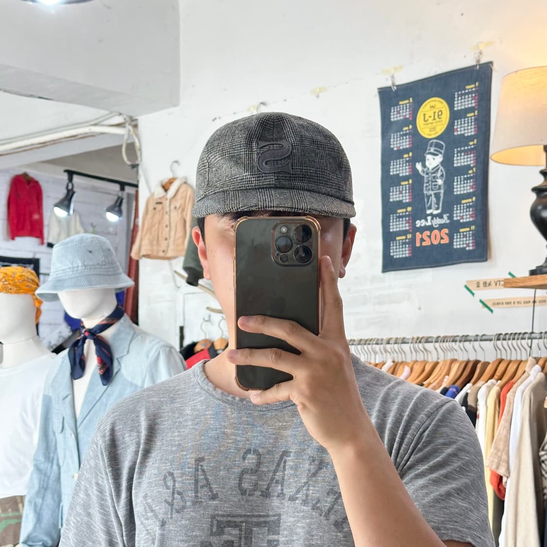(착용컷) HARE 글렌 체크 볼캡 상품이미지2