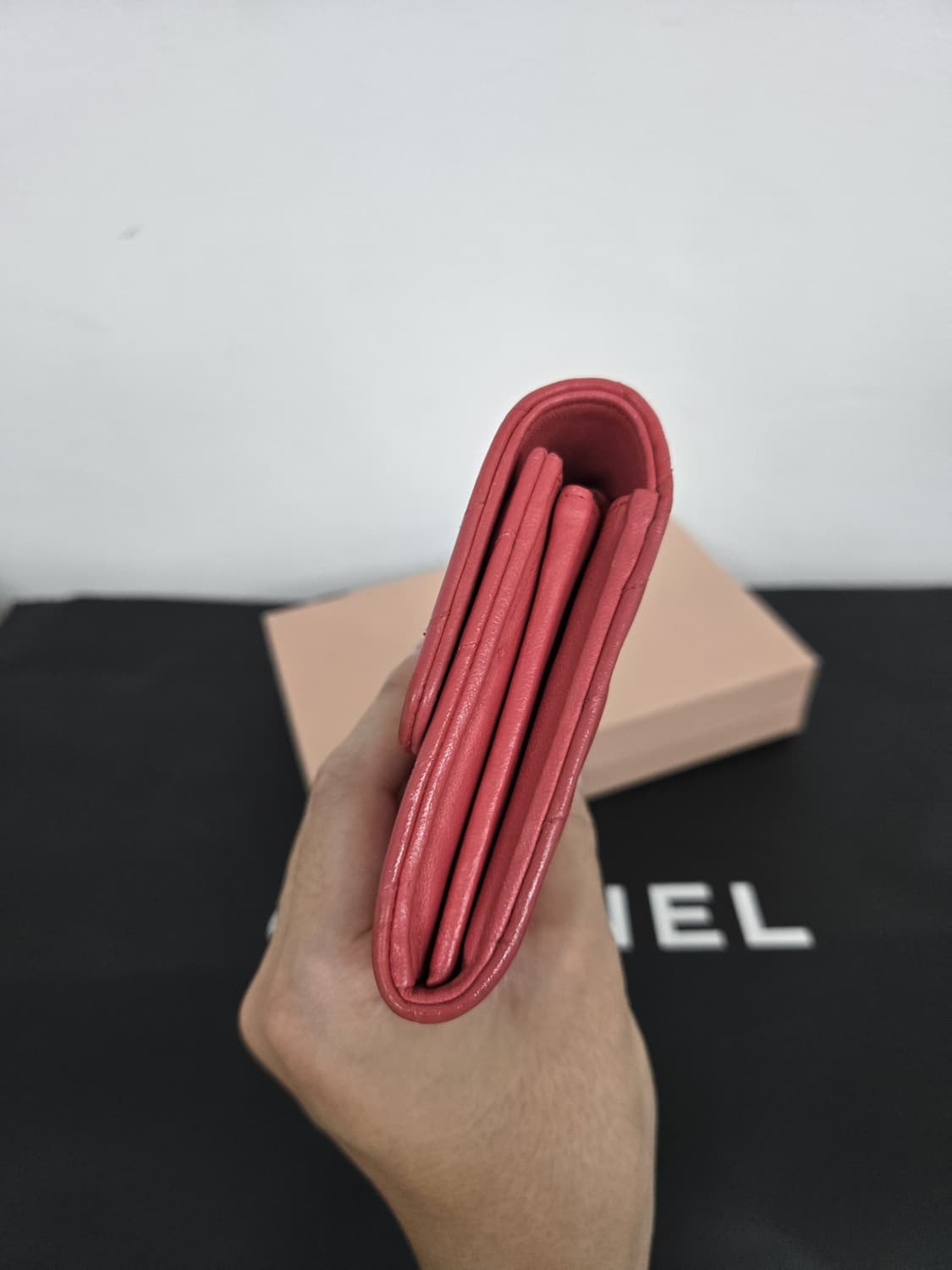 [보증서 A급]샤넬 쉐브론 핑크 장지갑 상품이미지4