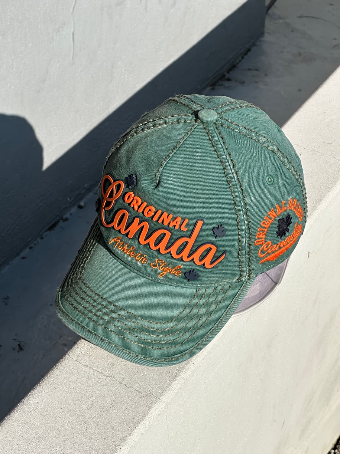 [F] 빈티지 로고 워싱그린 볼캡 모자 상품이미지2