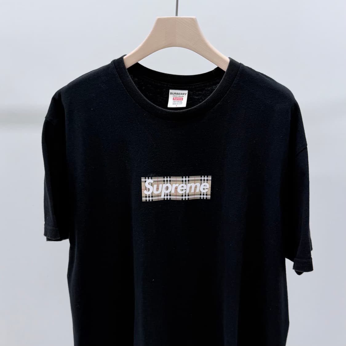 [S급/L] 슈프림 x 버버리 박스 로고 반팔 티셔츠 블랙 상품이미지2