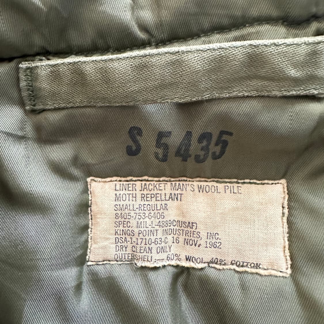 60s USAF 울 파일 라이너 자켓 스몰-레귤라 상품이미지4