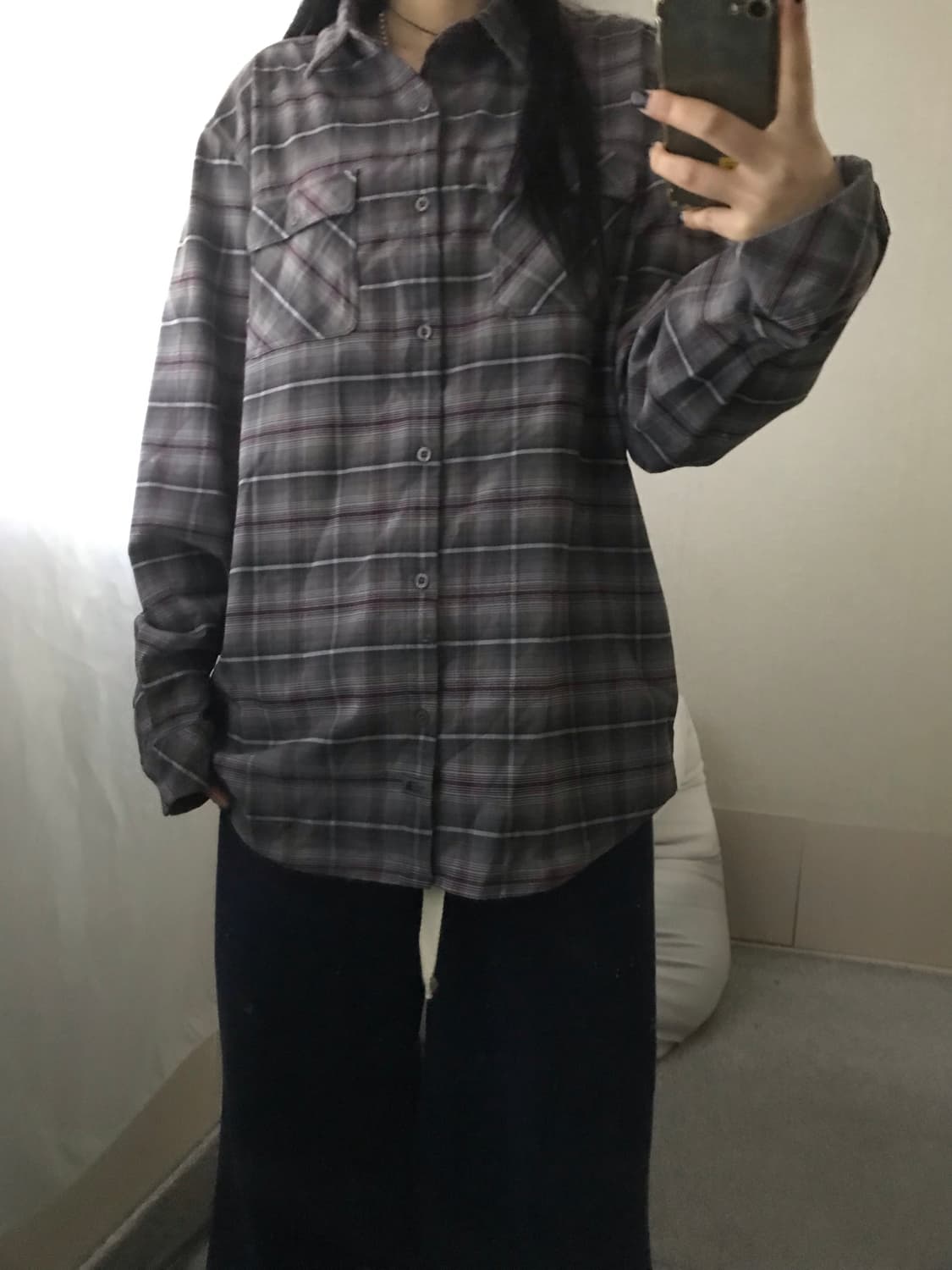 노페 그레이 오버핏 셔츠 상품이미지3