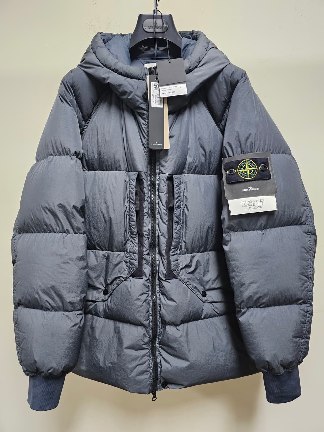 스톤아일랜드 가먼트 다이드 크링클랩스 리사이클 나일론 후드 다운 자켓 상품이미지1