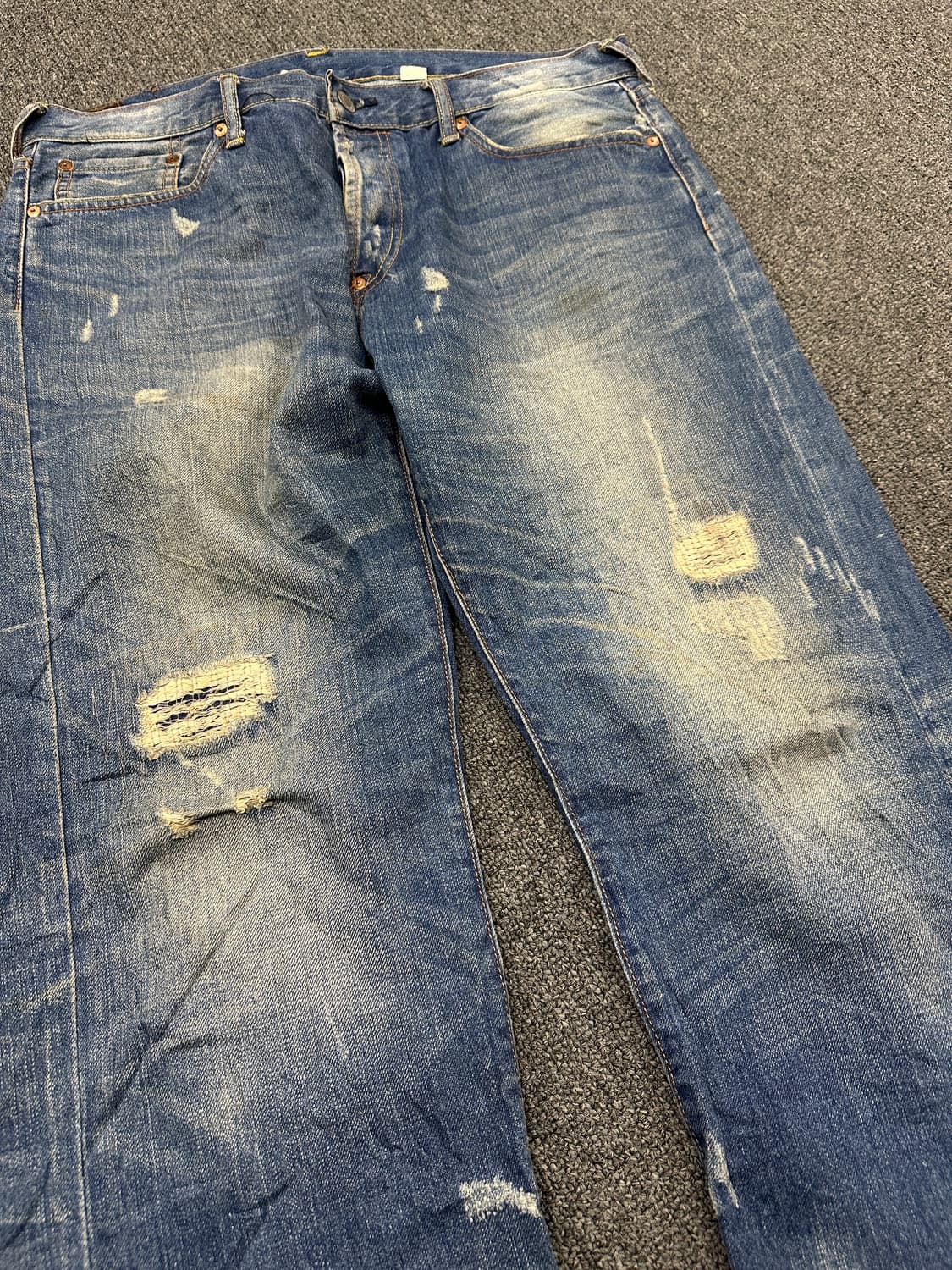 36) 에비수 빅 다이콕 페인팅 연청 데님팬츠 상품이미지8