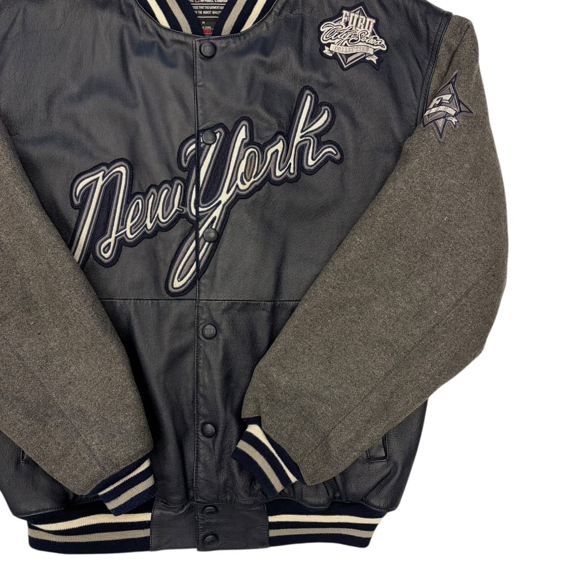 00s 푸부 올드스쿨 뉴욕 양키스 네이비 울 레더 바시티 자켓 M 상품이미지3