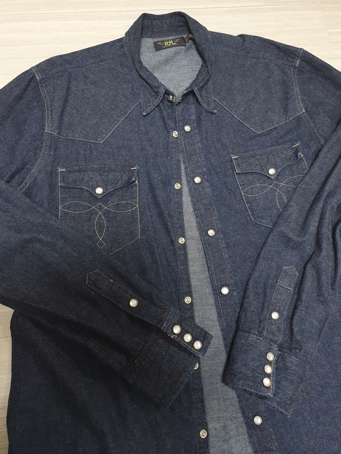 [XL] RRL 데님 웨스턴셔츠 택사이즈XXL 수선제품 상품이미지1