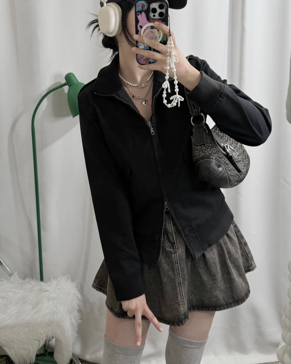 블랙 빅 카라 투웨이 집업 자켓 상품이미지5