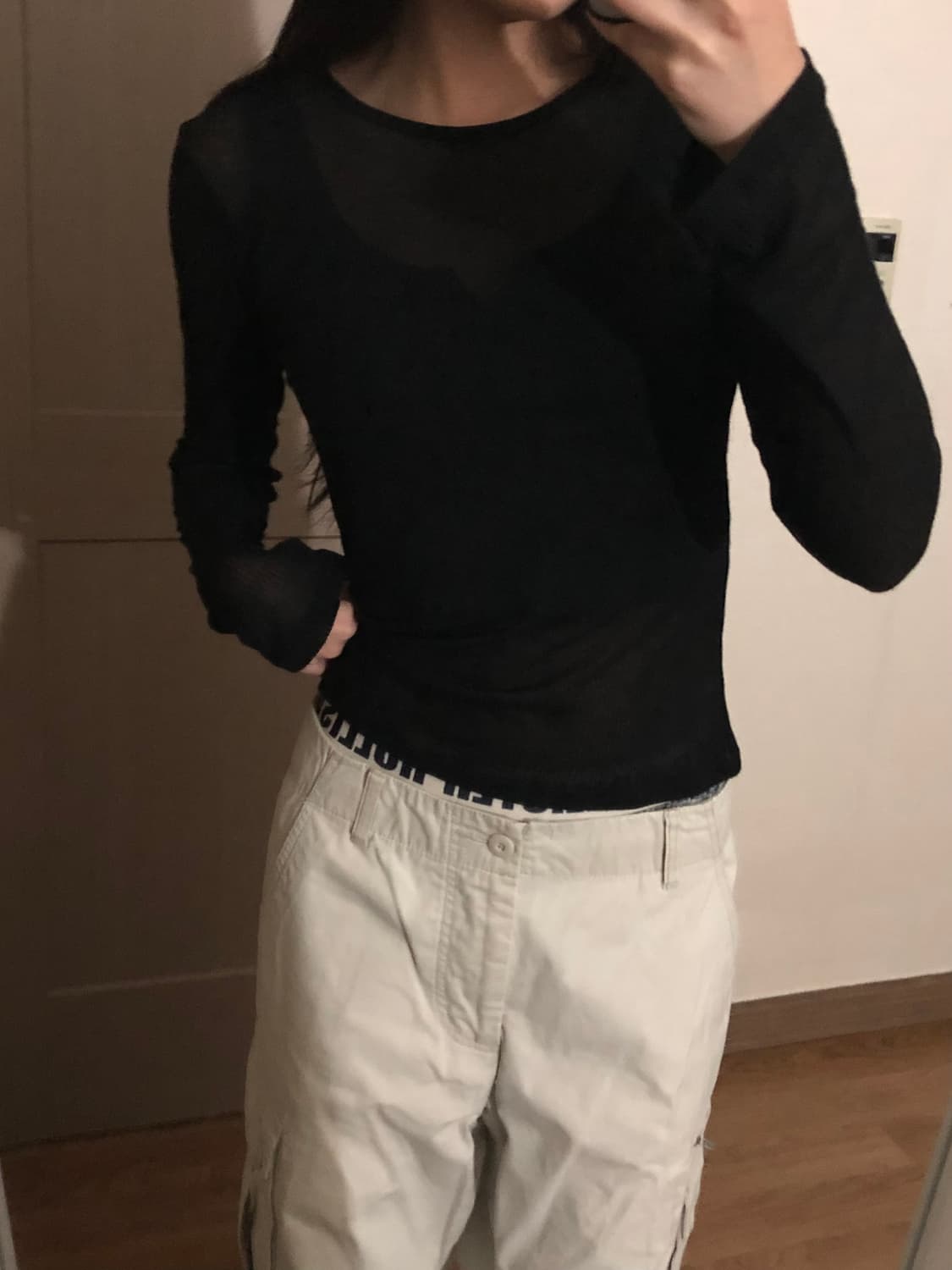 H&M 시스루 롱슬리브 블랙 상품이미지1