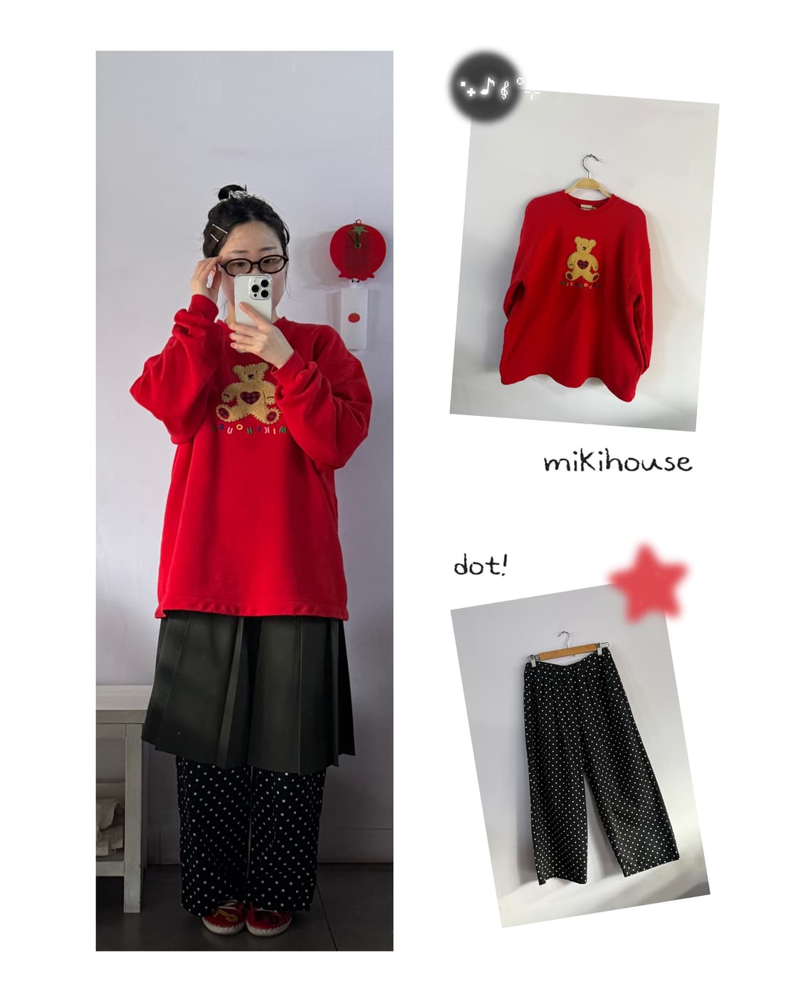 미키하우스 맨투맨 일본빈티지 메이드인재팬 곰돌이패치 상품이미지3