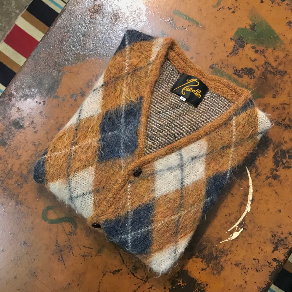 니들즈 아가일 패턴 모헤어 울 가디건 남성 102 105 여성 루즈핏 상품이미지1