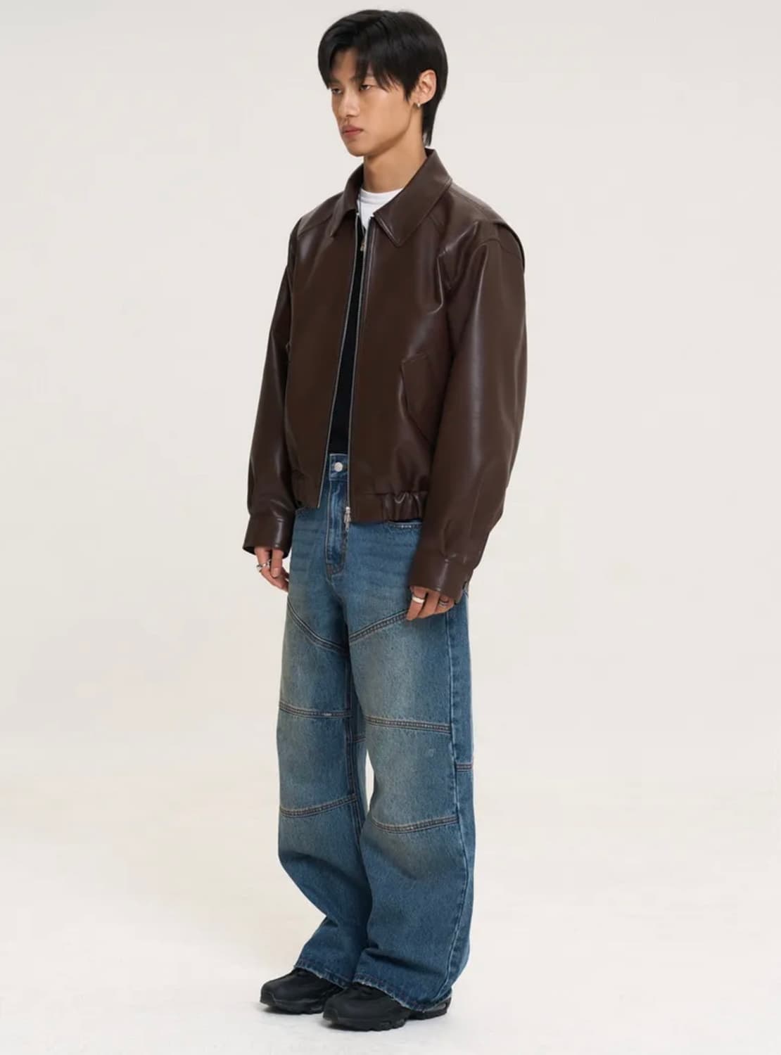 도프제이슨 비건레더 보머 자켓 브라운 L 상품이미지9