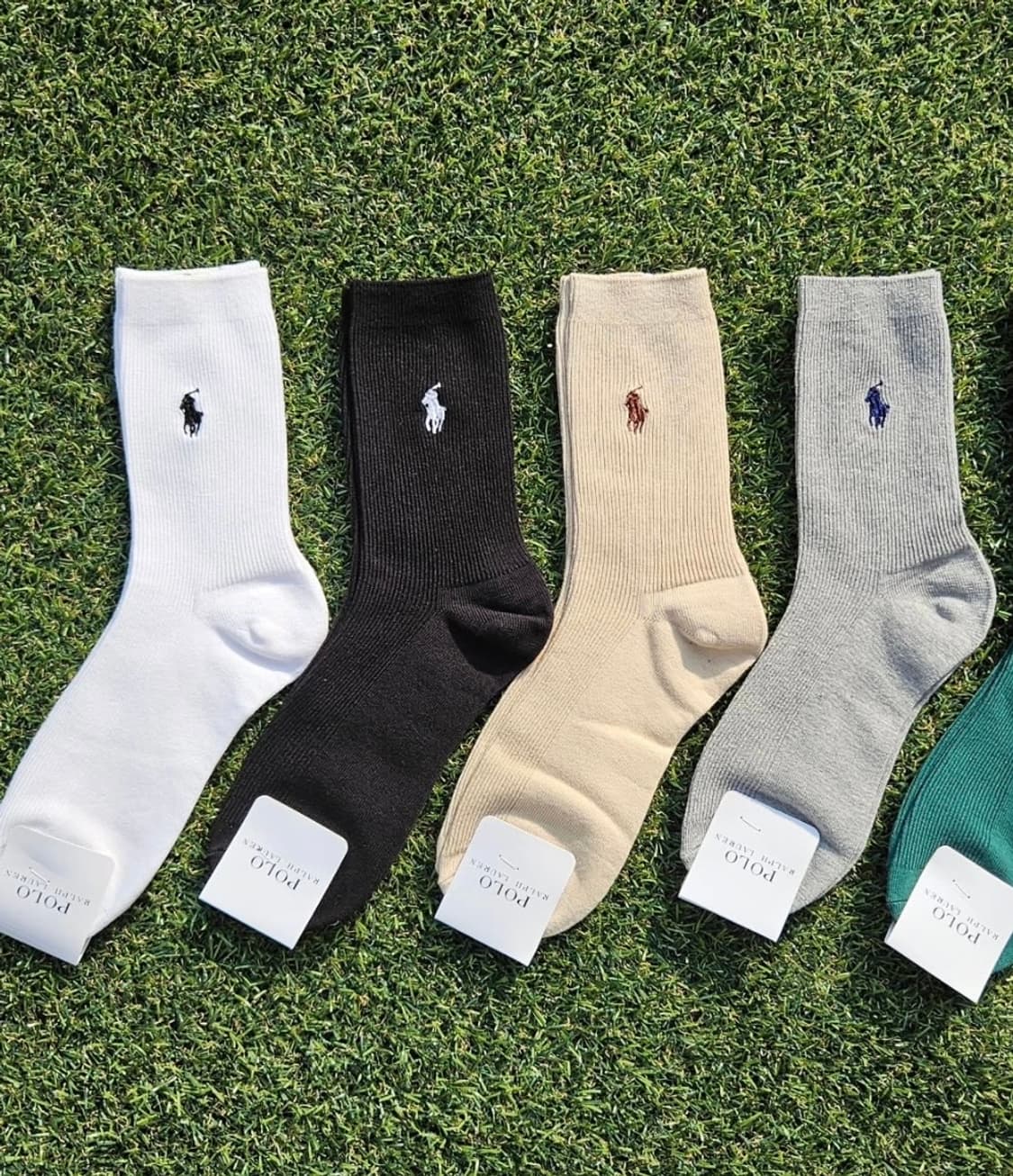 폴로 랄프로렌 갑종골지 자수 양말 3켤레 화이트 남녀공용 새상품 상품이미지1