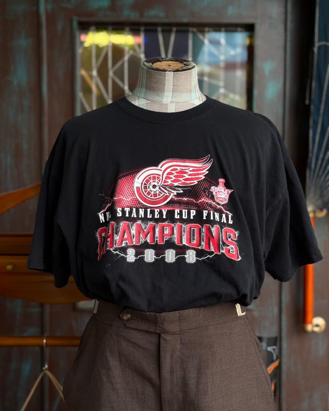 00‘s 길단 NHL 디트로이트 레드 윙스 챔피온 그래픽 티셔츠 XL 상품이미지7