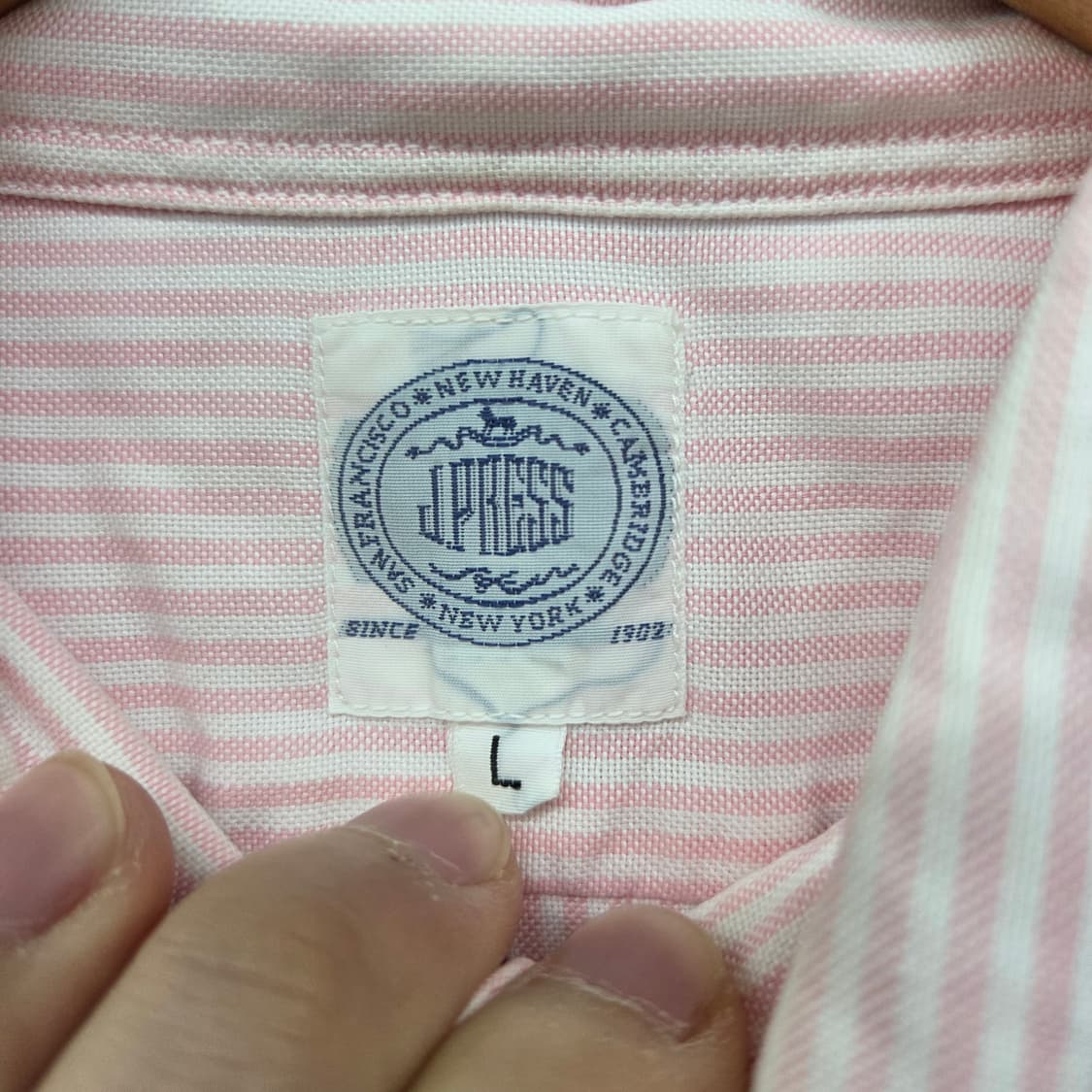 제이프레스 핑크 스트라이프 긴팔 셔츠 남성L 상품이미지4