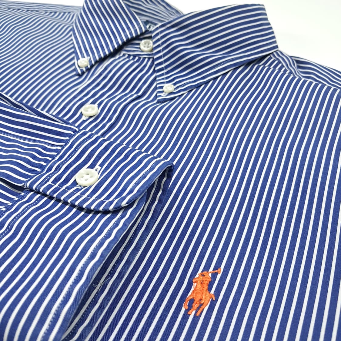 CL518 XL 폴로 커스텀핏 스트라이프 블루화이트 셔츠 상품이미지4